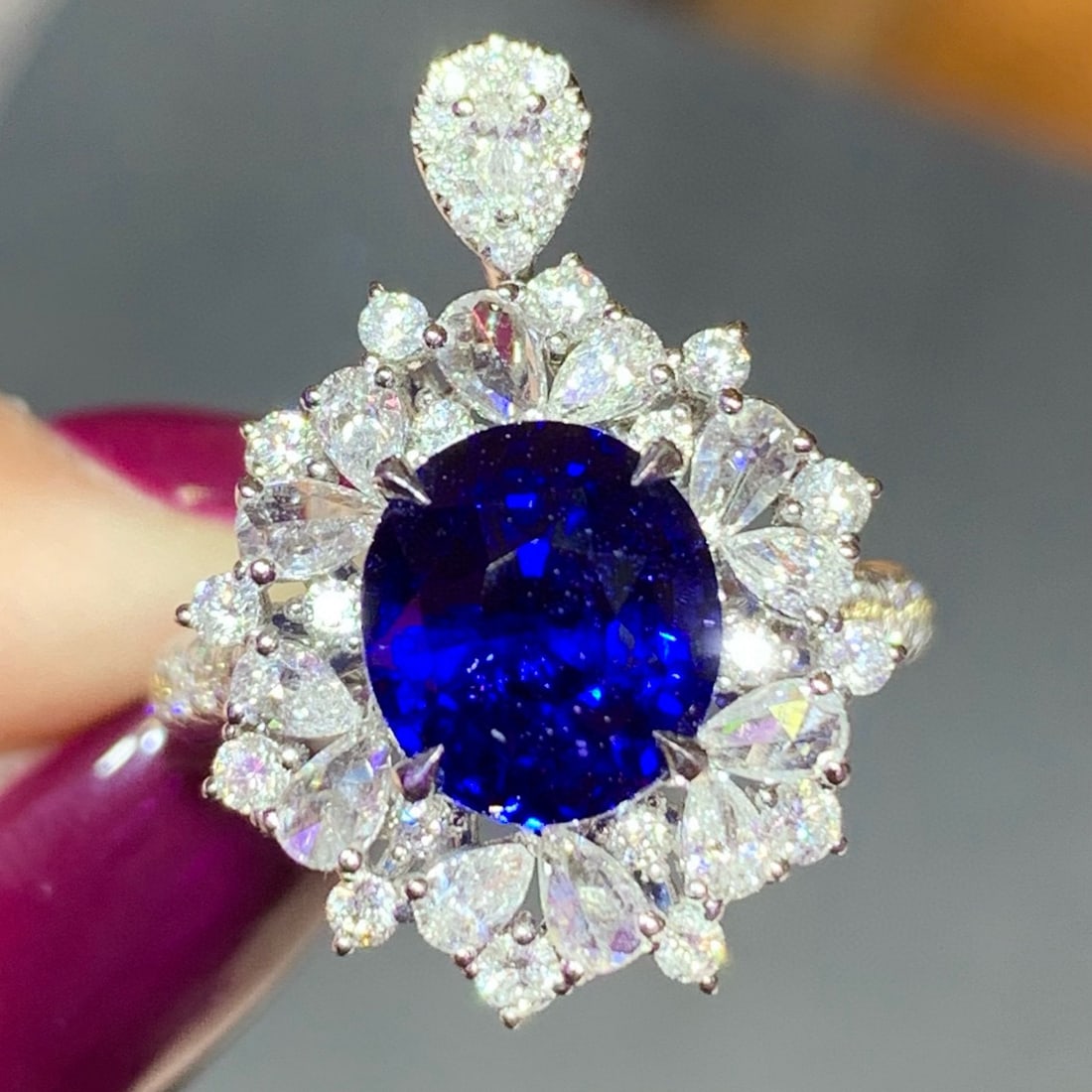 14k Gold 5.63 Ctw Natural Sapphire & Diamond Ring/pendant( Without Chain ) - 5