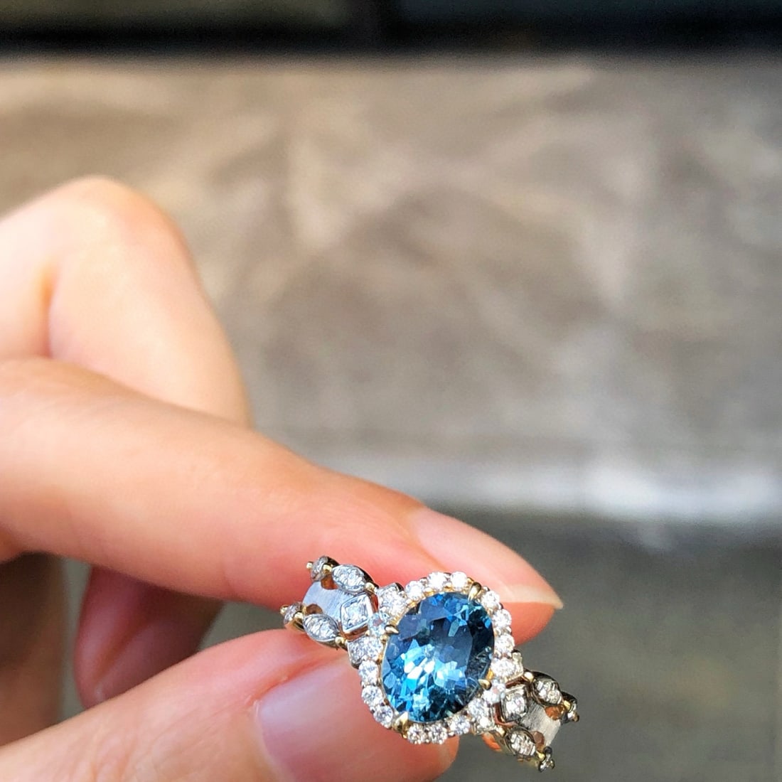 14k Gold 1.48 Ctw Natural Aquamarine & Diamond Ring - 3