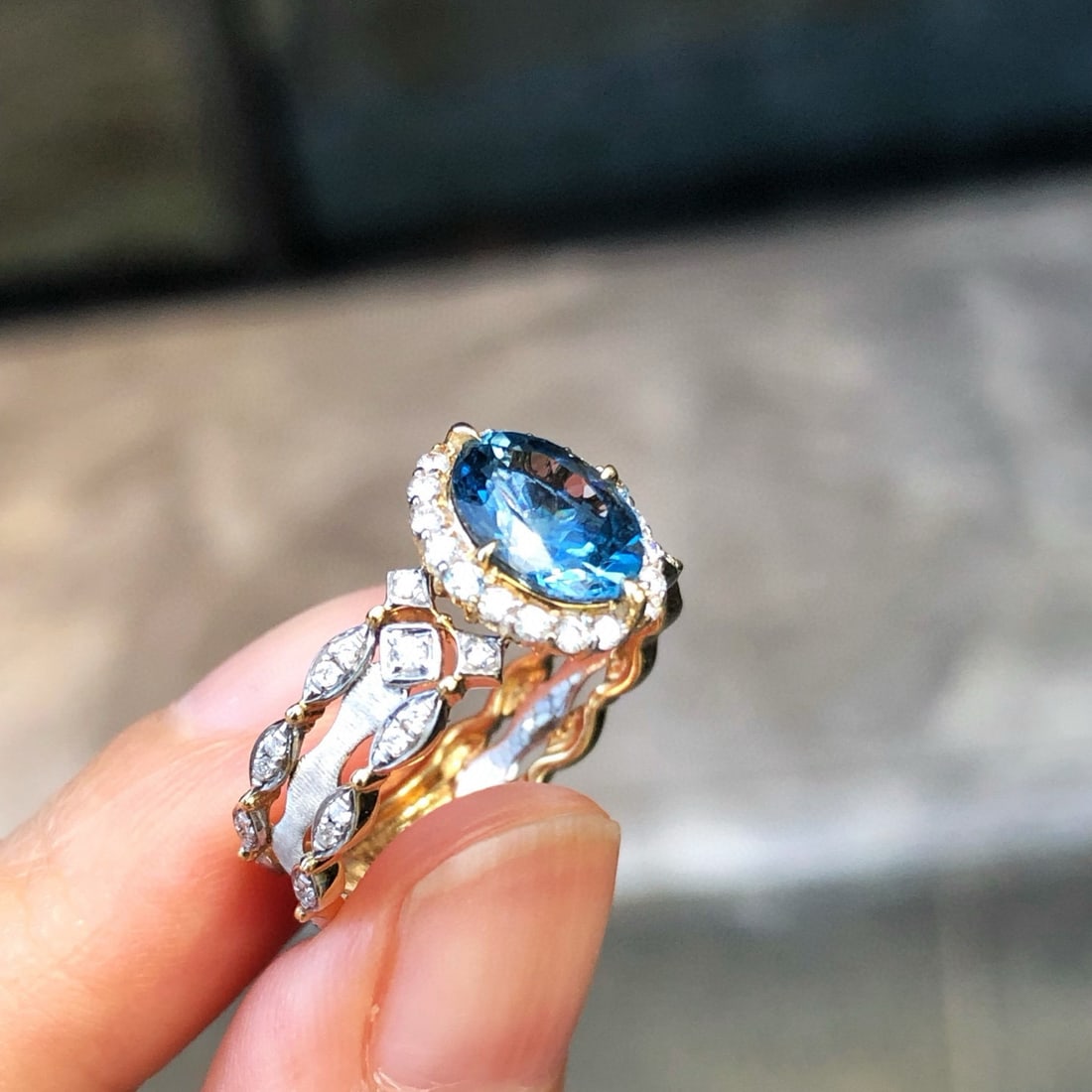 14k Gold 1.48 Ctw Natural Aquamarine & Diamond Ring - 5