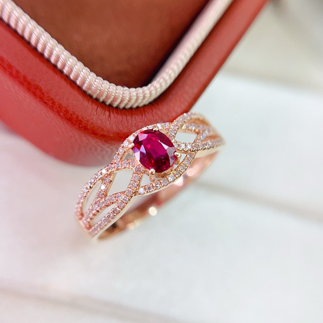 14k Gold 0.50 Ct Natural Ruby & Diamond Ring - 2