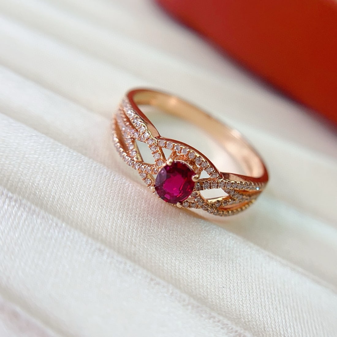 14k Gold 0.50 Ct Natural Ruby & Diamond Ring - 5