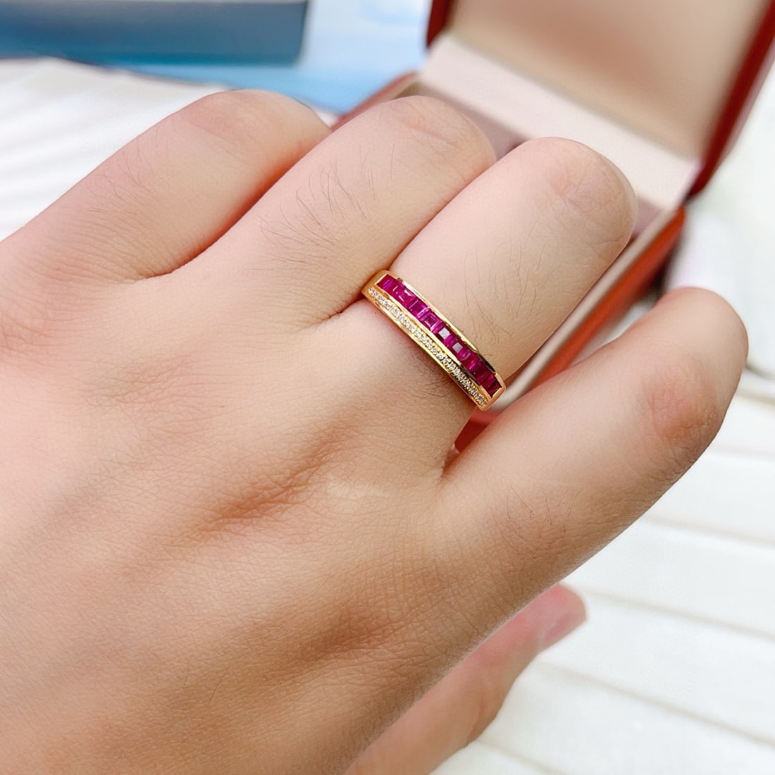 14k Gold 1.10 Ct Natural Ruby & Diamond Ring - 6