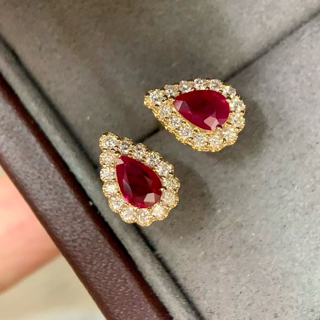 14k Gold 1.25 Ctw Natural Ruby & Diamond Earrings - 2