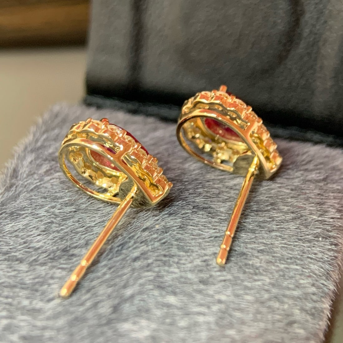 14k Gold 1.25 Ctw Natural Ruby & Diamond Earrings - 3