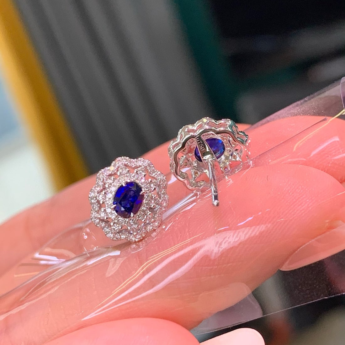 14k Gold 1.13 Ctw Natural Sapphire & Diamond Earrings - 5