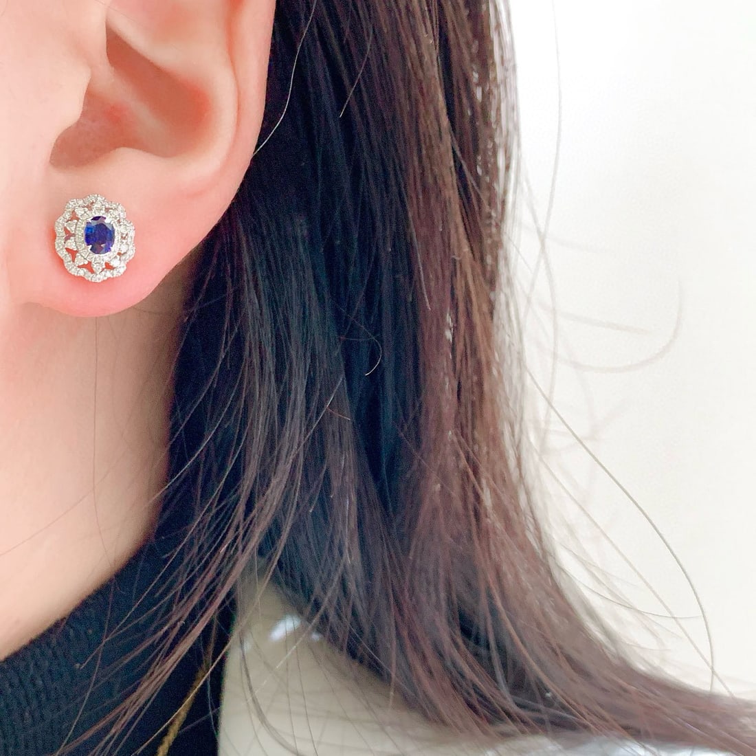 14k Gold 1.13 Ctw Natural Sapphire & Diamond Earrings - 6