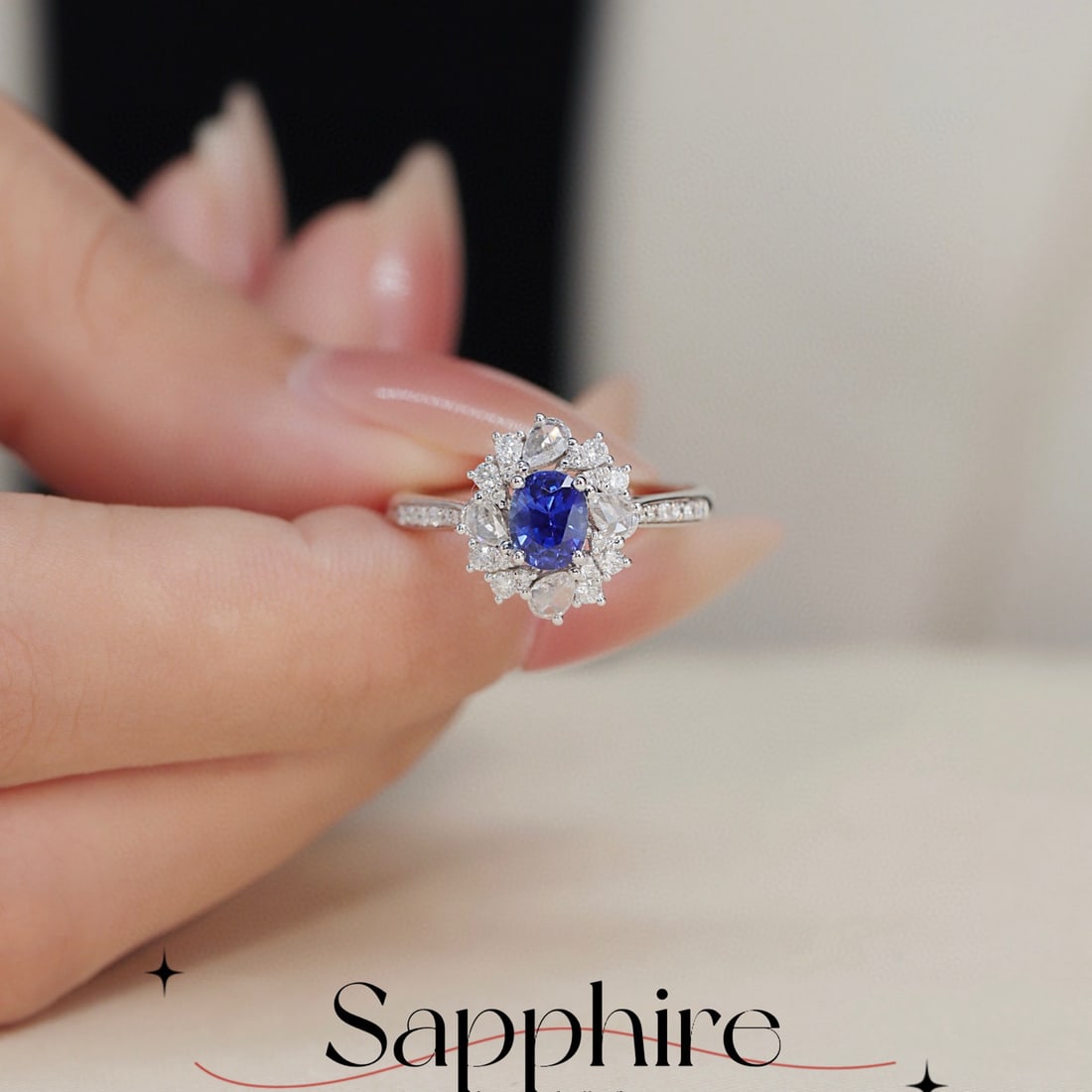 14k Gold 1.50 Ctw Natural Sapphire & Diamond Ring - 4