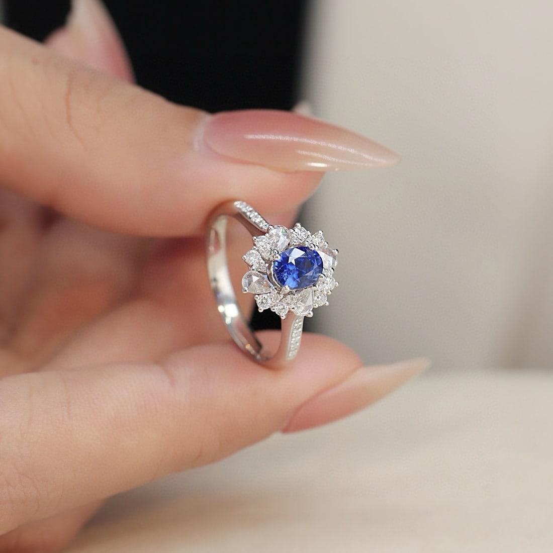 14k Gold 1.50 Ctw Natural Sapphire & Diamond Ring - 6