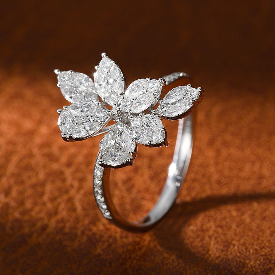 14k Gold 0.92 Ct Natural H Diamond Ring - 2