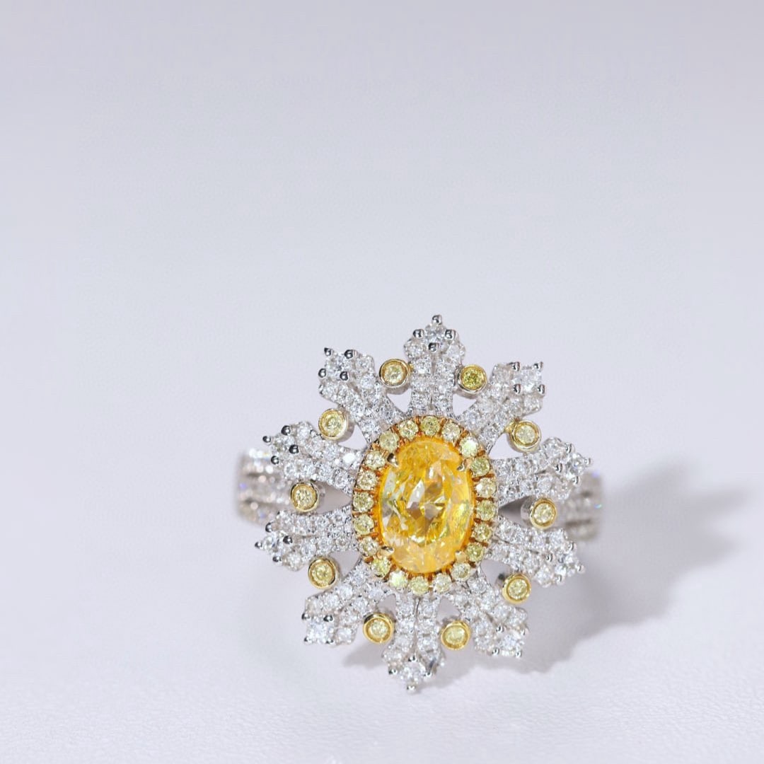 14k Gold 1.75 Ctw Natural Yellow Diamond & Diamond Ring - 6