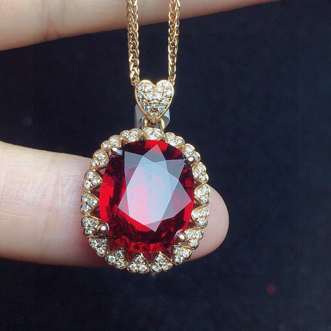 14k Gold 4.24 Ct Natural Tourmaline & Diamond Pendant( Without Chain ) - 2