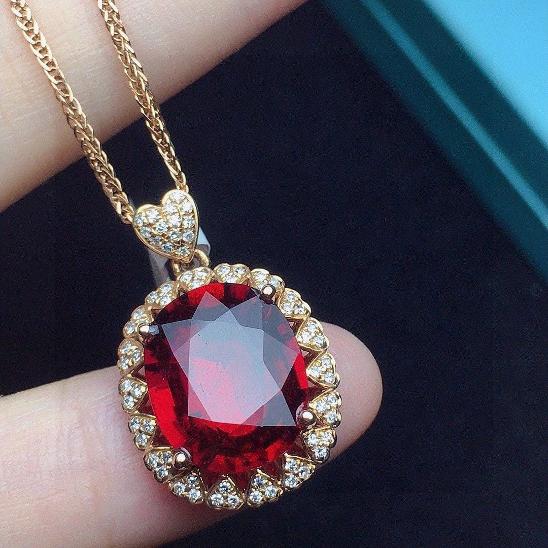 14k Gold 4.24 Ct Natural Tourmaline & Diamond Pendant( Without Chain ) - 4