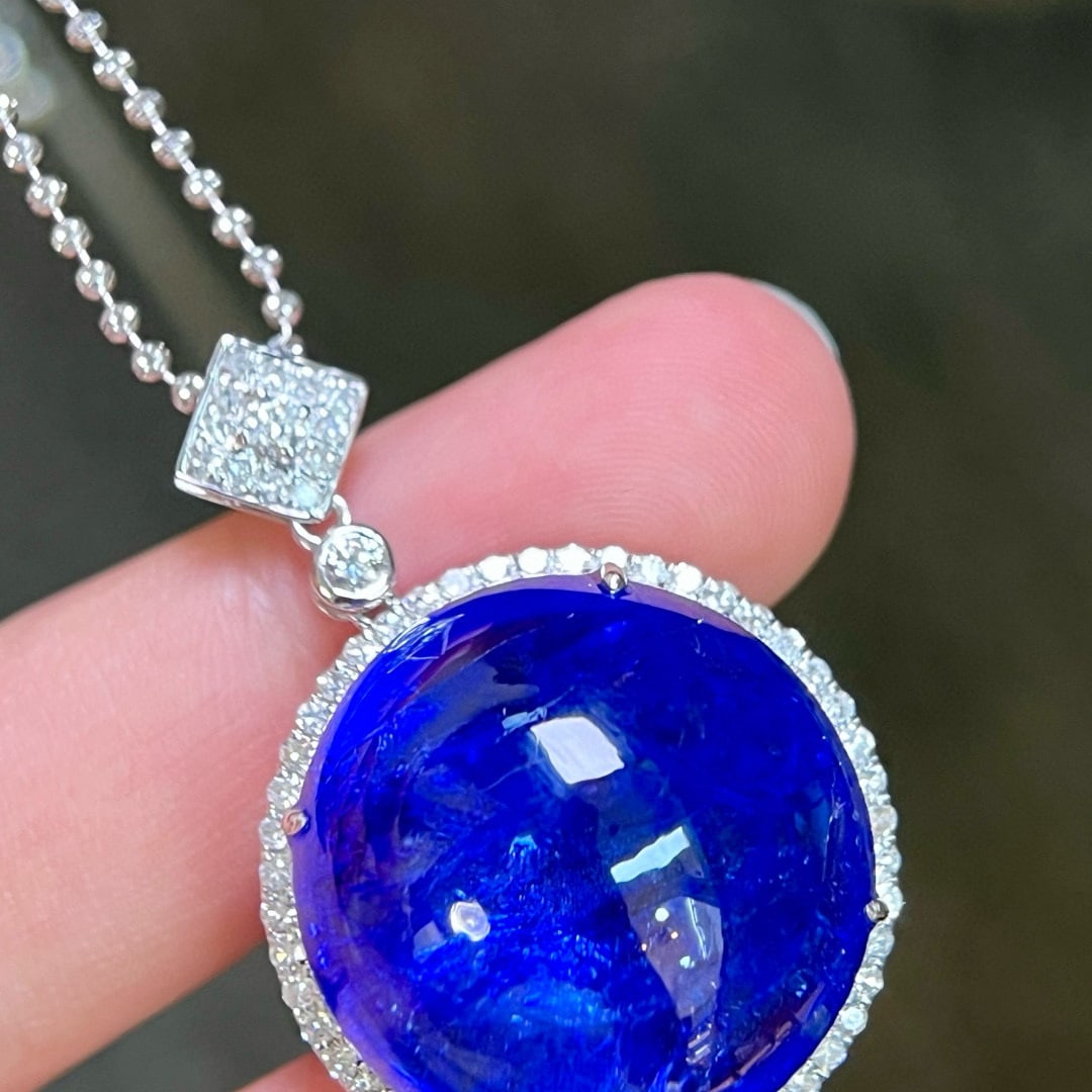 14k Gold 50.76 Ctw Natural Tanzanite & Diamond Pendant( Without Chain ) - 2