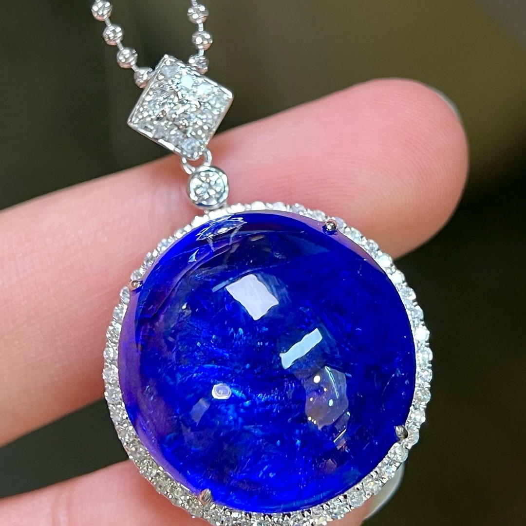 14k Gold 50.76 Ctw Natural Tanzanite & Diamond Pendant( Without Chain ) - 6