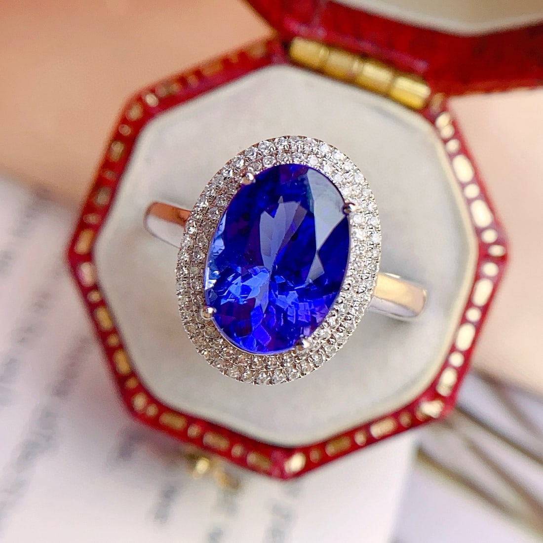 14k Gold 2.85 Ct Natural Tanzanite & Diamond Ring - 6