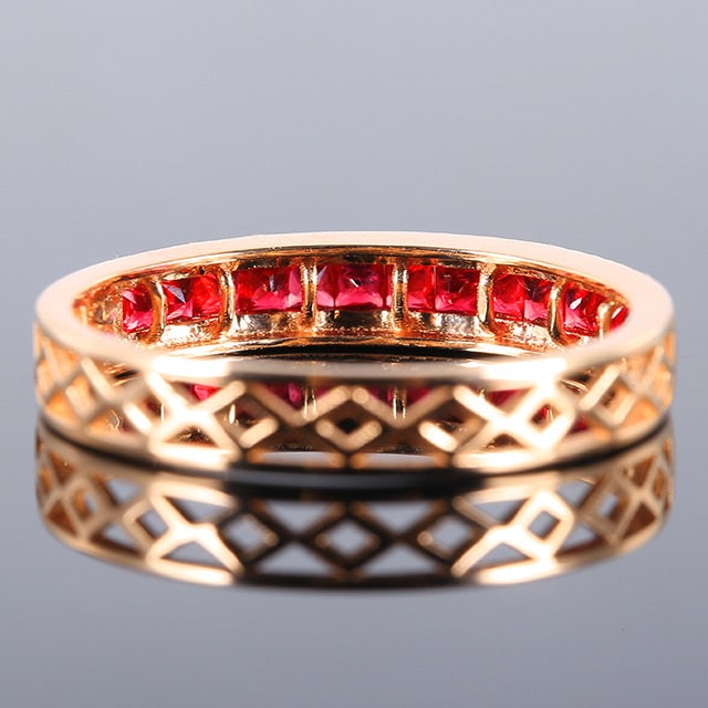 14k Gold 0.84 Ctw Natural Ruby & Diamond Ring - 4