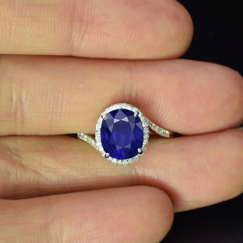 14k Gold 1.8 Ct Natural Sapphire & Diamond Ring - 2