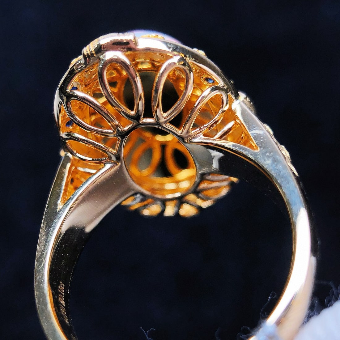 14k Gold 5.77 Ctw Natural Opal & Sapphire Ring - 5