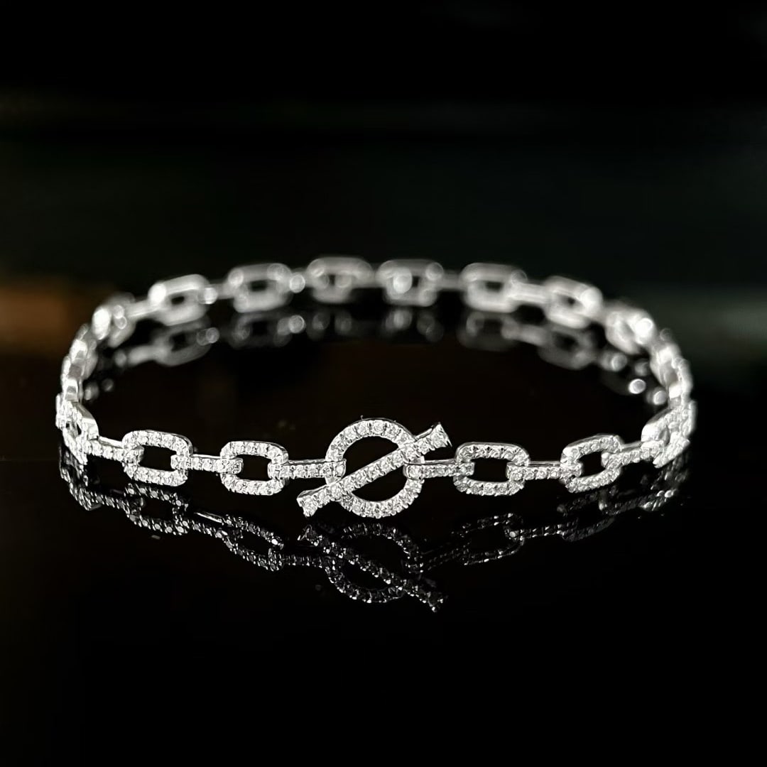 14k Gold 1.3 Ct Natural H Diamond Bracelet: Ref:231061083 // gold content:14k gold // main gemstone:diamond // shape:round // carat weight:1. 3ct // clarity grade:vs-si // color:h // treatment:natural // cut grade:g // Condition: NewLow