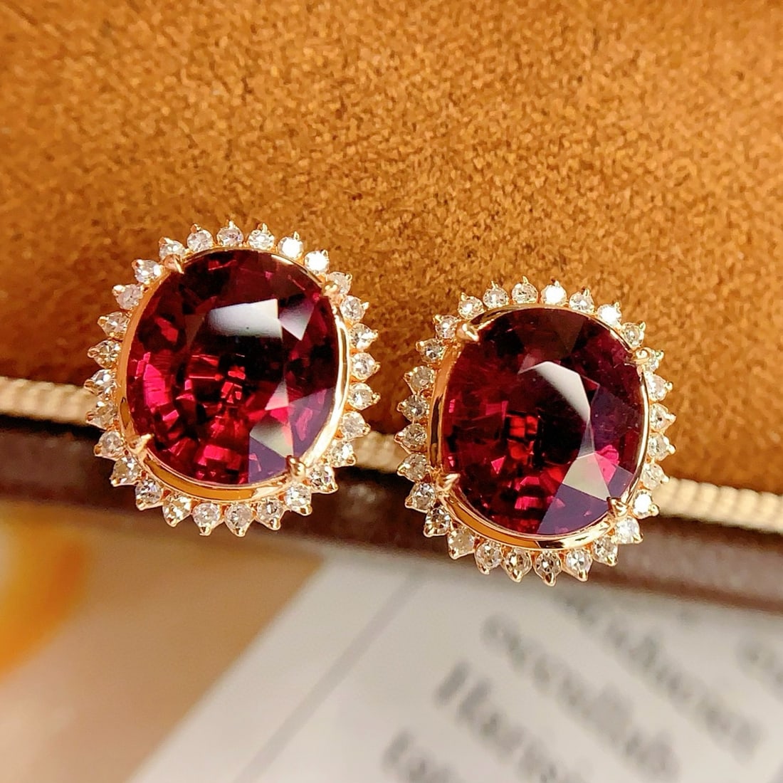 14k Gold 5.36 Ct Natural Tourmaline & Diamond Earrings - 3