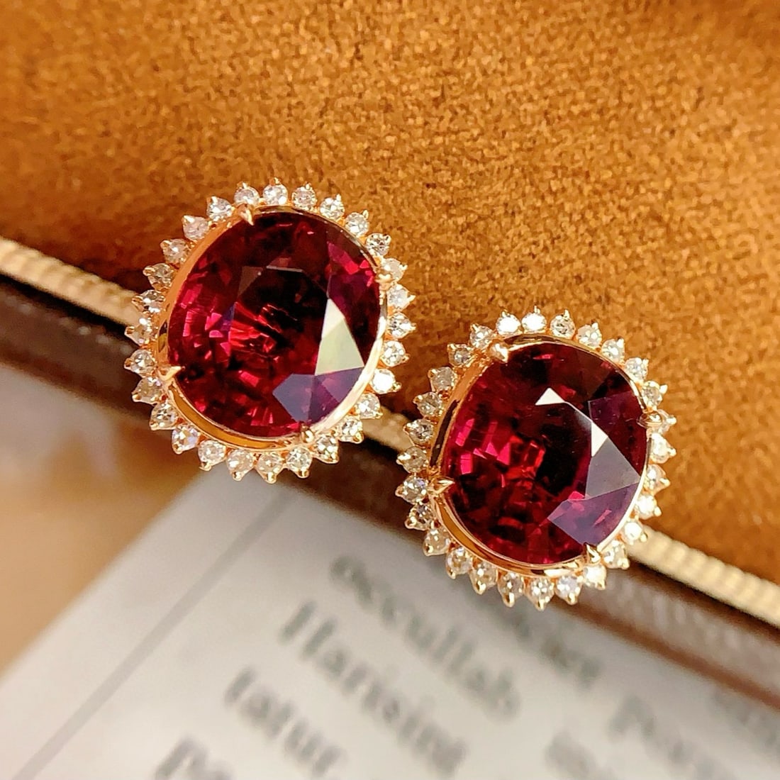 14k Gold 5.36 Ct Natural Tourmaline & Diamond Earrings - 5