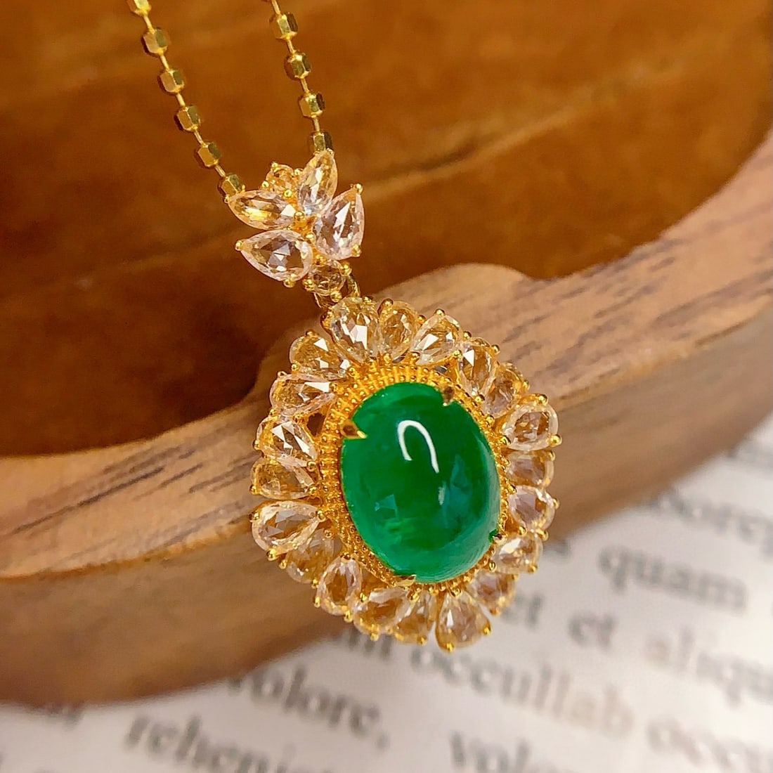 14k Gold 1.8 Ct Natural Emerald & Sapphire Pendant( Without Chain ) - 2