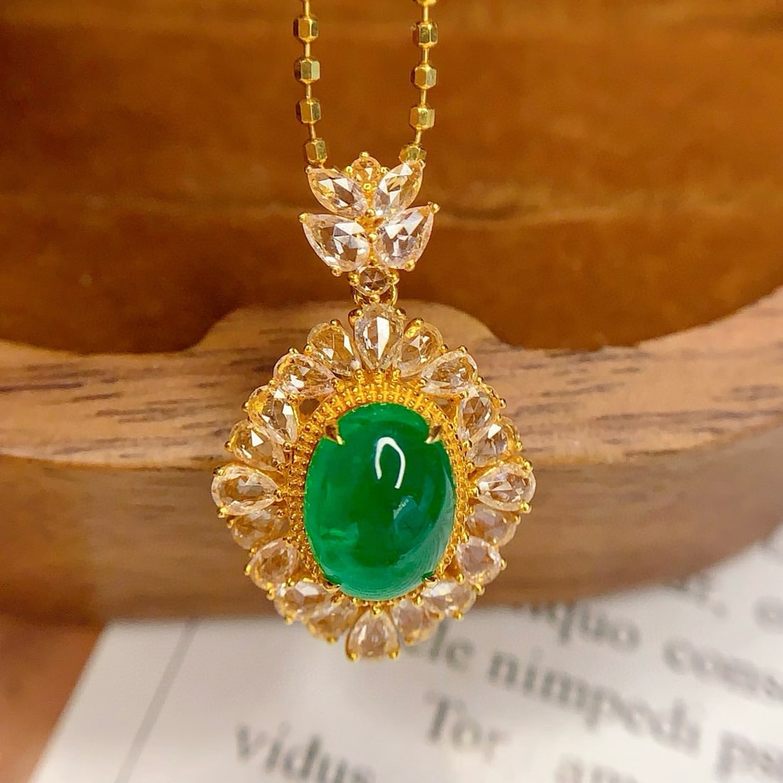 14k Gold 1.8 Ct Natural Emerald & Sapphire Pendant( Without Chain ) - 4