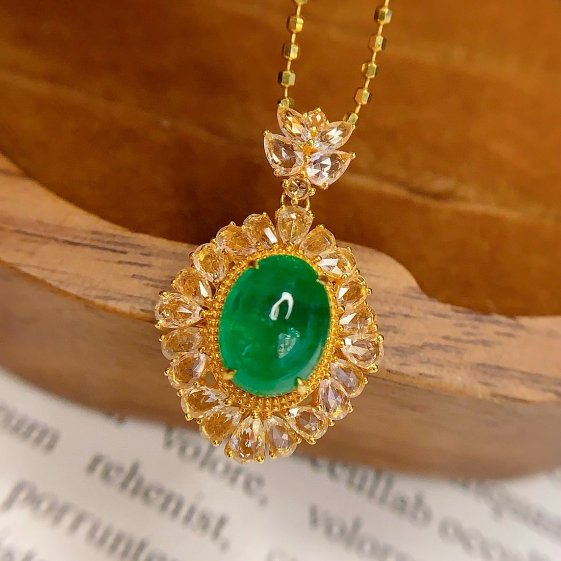 14k Gold 1.8 Ct Natural Emerald & Sapphire Pendant( Without Chain ) - 6