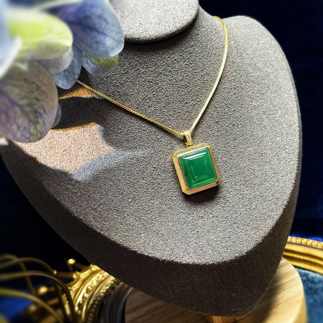 14k Gold 9.83 Ctw Natural Emerald & Diamond Pendant( Without Chain ) - 3