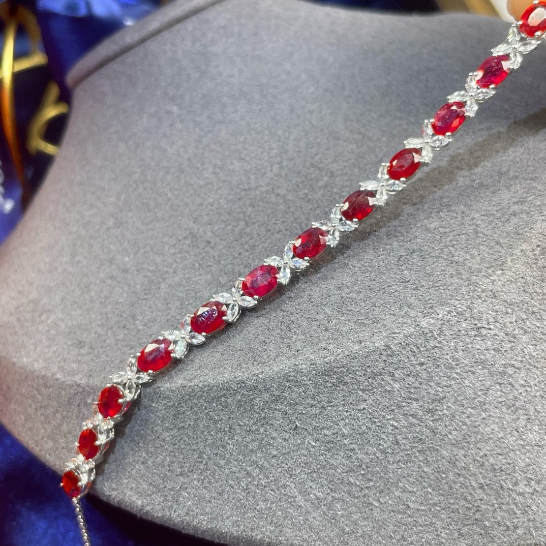 14k Gold 8.84 Ctw Natural Ruby & Sapphire Bracelet - 2