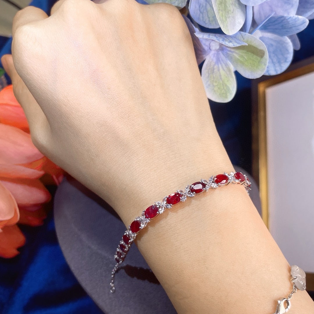 14k Gold 8.84 Ctw Natural Ruby & Sapphire Bracelet - 3