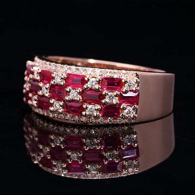 14k Gold 0.99 Ctw Natural Ruby & Diamond Ring - 2