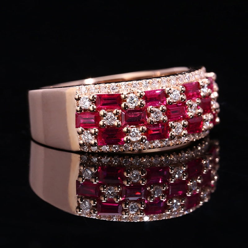 14k Gold 0.99 Ctw Natural Ruby & Diamond Ring - 3