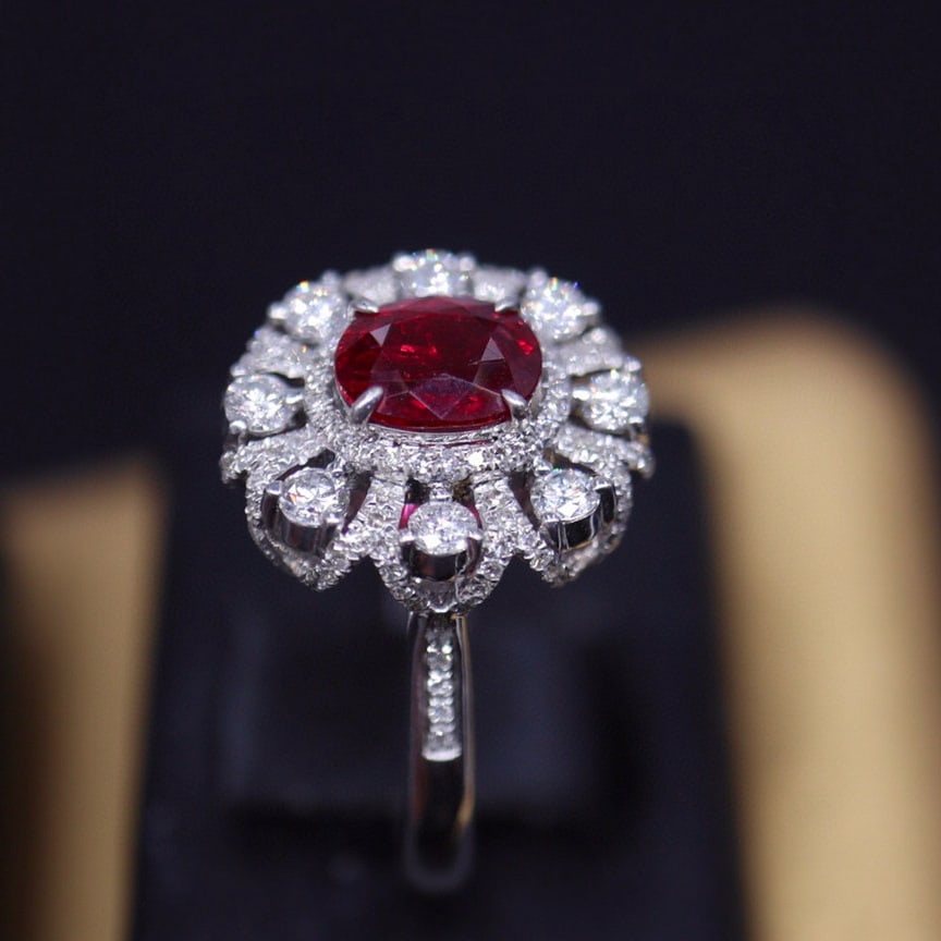 14k Gold 1.2 Ct Natural Ruby & Diamond Ring - 4