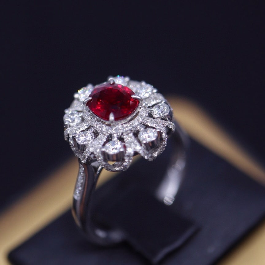 14k Gold 1.2 Ct Natural Ruby & Diamond Ring - 5