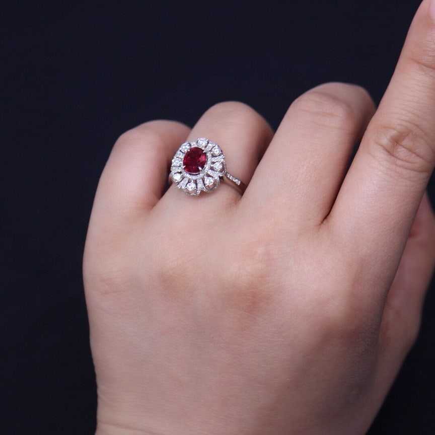 14k Gold 1.2 Ct Natural Ruby & Diamond Ring - 6