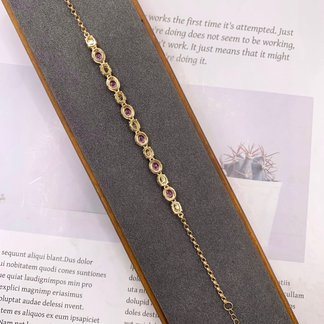 14k Gold 3.11 Ctw Natural Opal & Sapphire Bracelet - 2