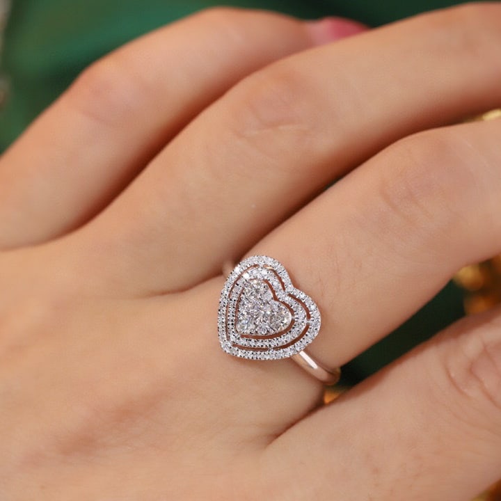 14k Gold 0.46 Ct Natural H Diamond Ring - 8