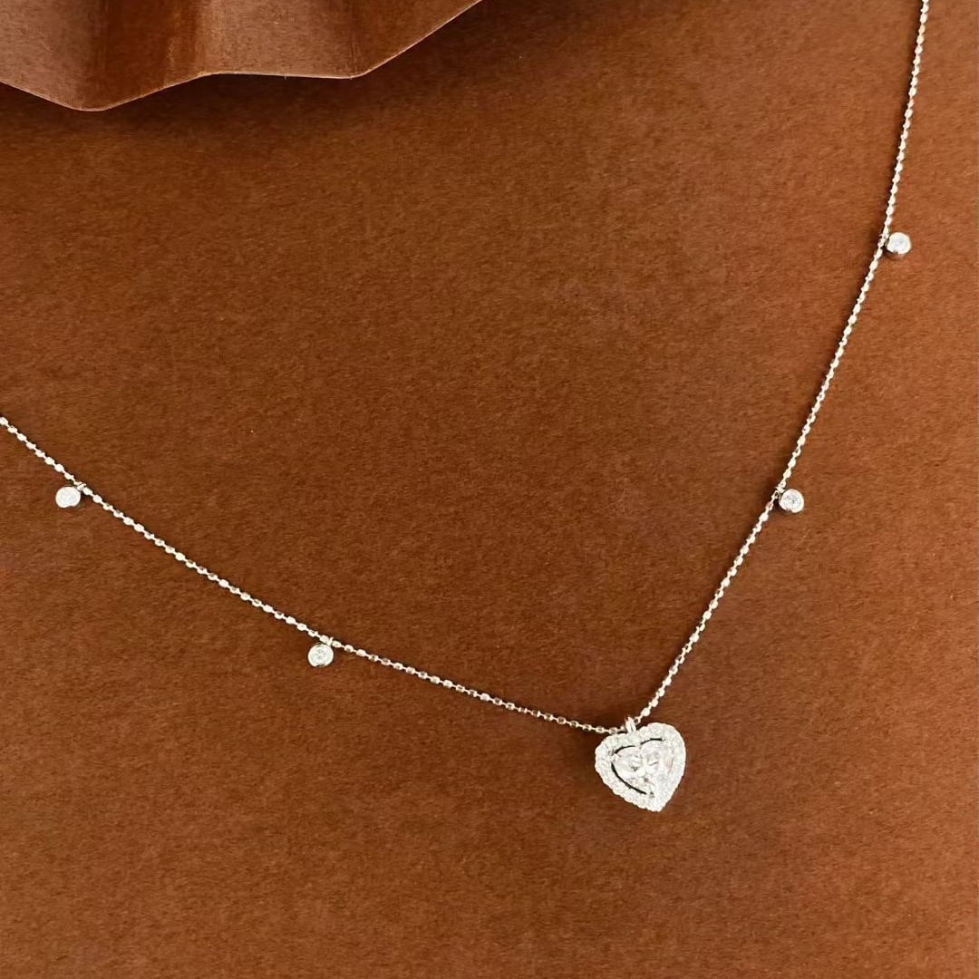 Gia Certified 14k Gold 0.69 Ctw Natural E Vs2 Heart Diamond Necklace - 2