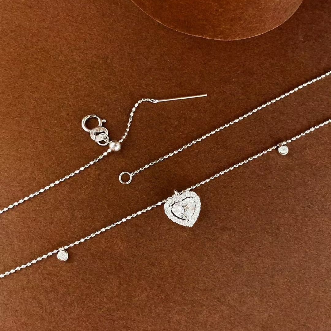 Gia Certified 14k Gold 0.69 Ctw Natural E Vs2 Heart Diamond Necklace - 3