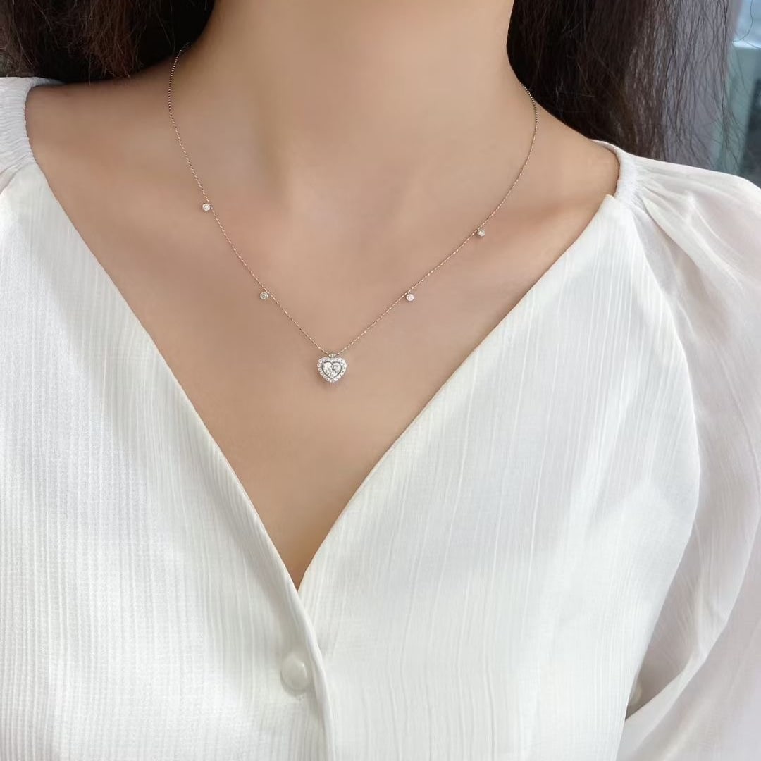 Gia Certified 14k Gold 0.69 Ctw Natural E Vs2 Heart Diamond Necklace - 4