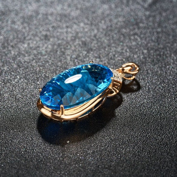 14k Gold 25.46 Ct Natural Topaz & Diamond Pendant( Without Chain ) - 6