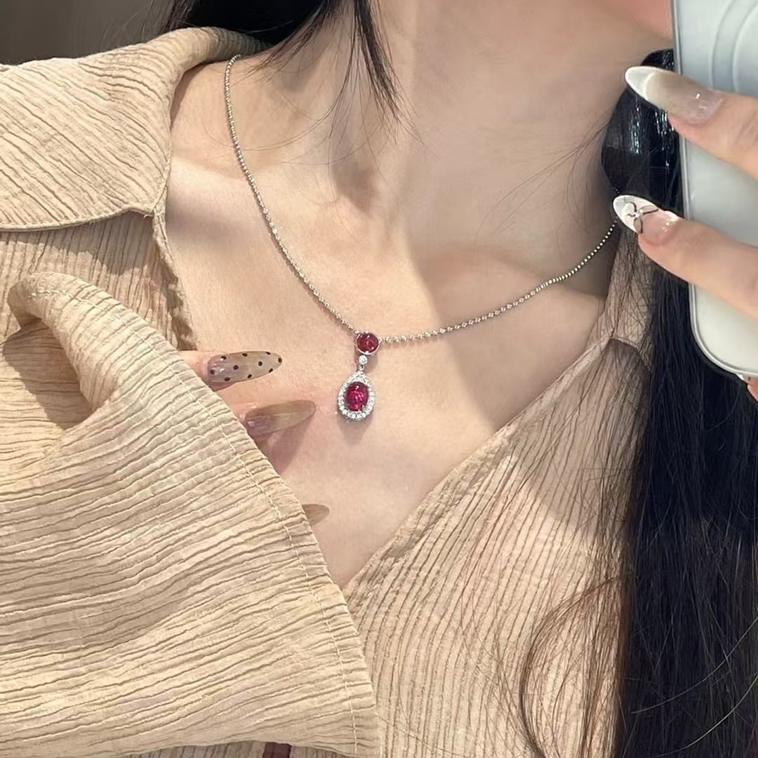 14k Gold 3 Ct Natural Tourmaline & Diamond Pendant( Without Chain ) - 2