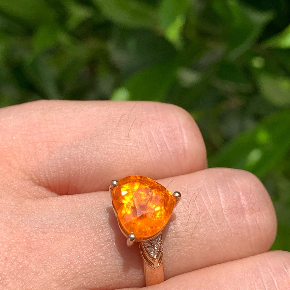 14k Gold 6.15 Ct Natural Spessartine & Diamond Ring - 5