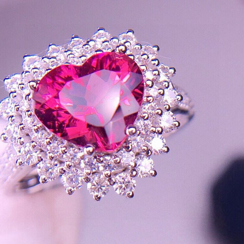 14k Gold 2.82 Ct Natural Tourmaline & Diamond Ring - 2