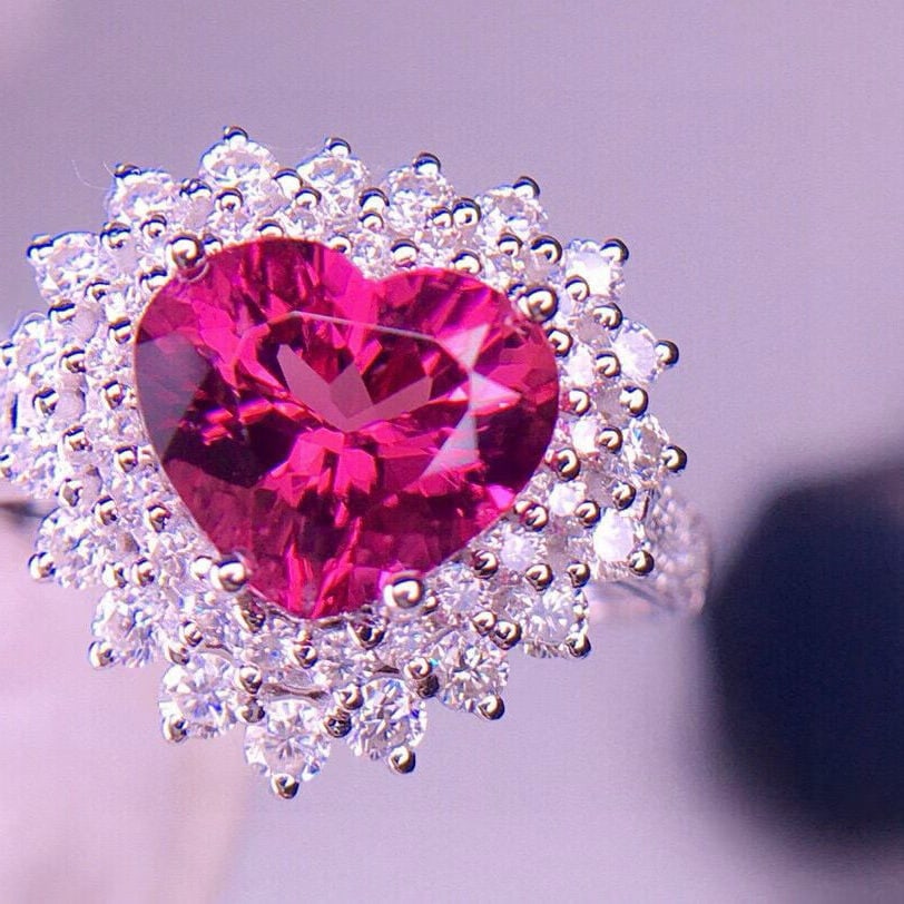 14k Gold 2.82 Ct Natural Tourmaline & Diamond Ring - 4