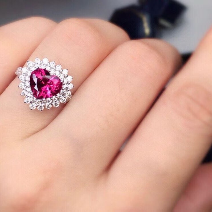 14k Gold 2.82 Ct Natural Tourmaline & Diamond Ring - 7