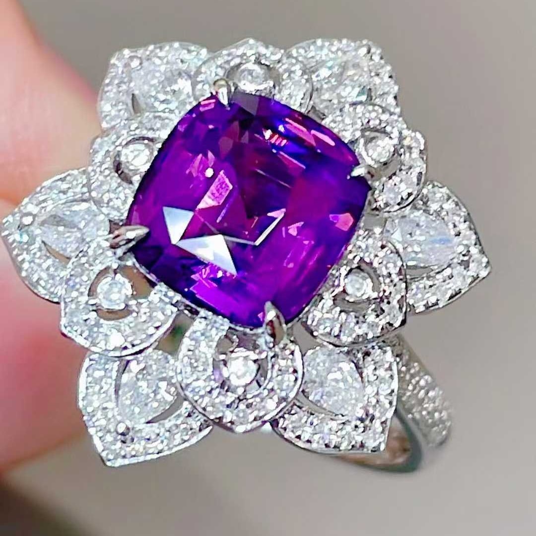 14k Gold 3.2 Ctw Natural Spinel & Diamond Ring - 2