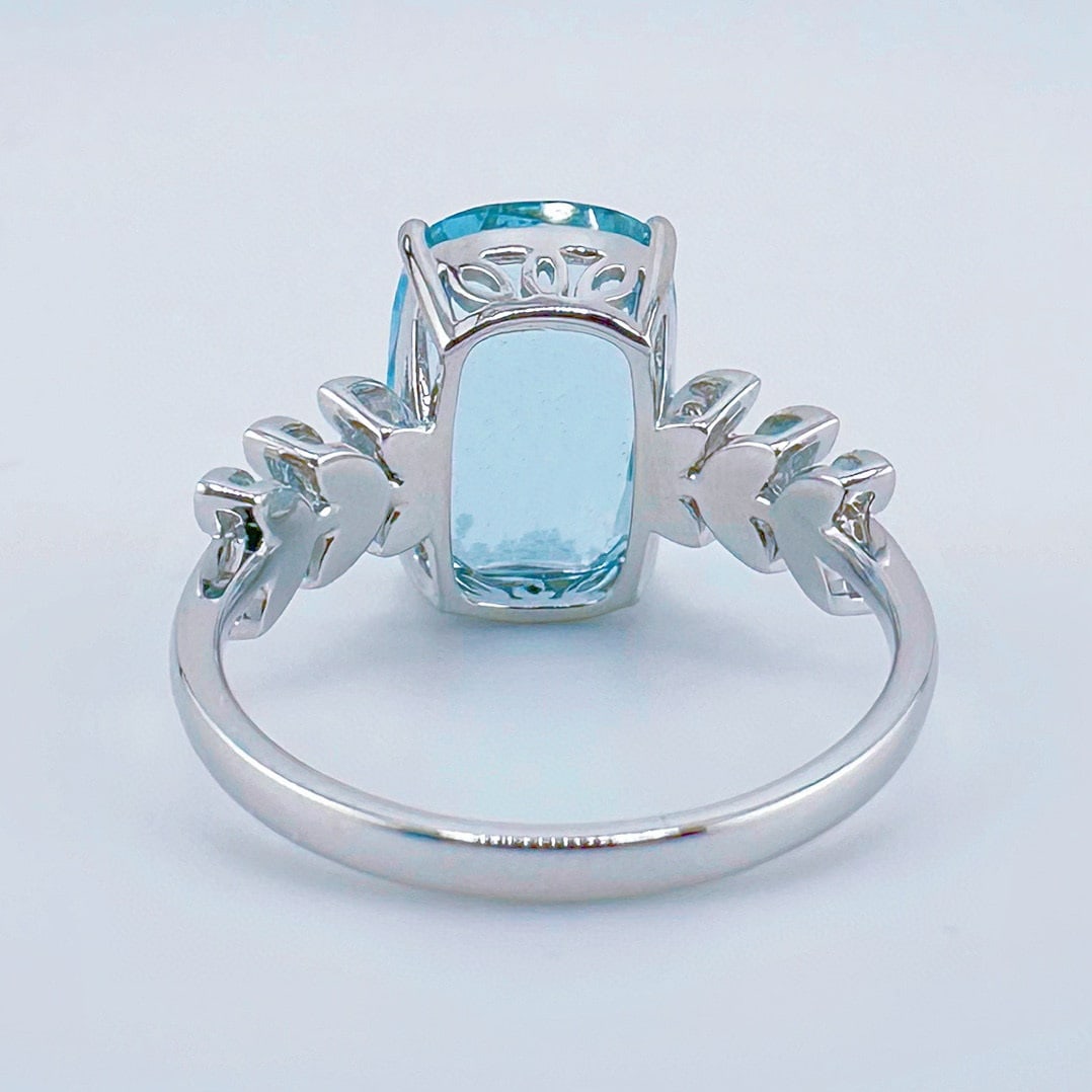 14k Gold 5.54 Ctw Natural Aquamarine & Diamond Ring - 4