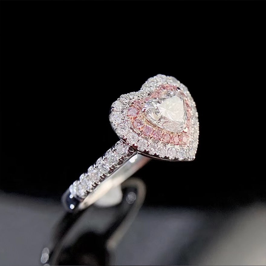 Gia Certified 14k Gold 0.5 Ct Natural E Si1 Heart Diamond Ring - 6